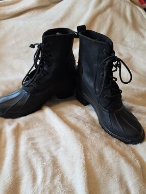 Sperry Black Waterproof Lace-Up Duck Boots